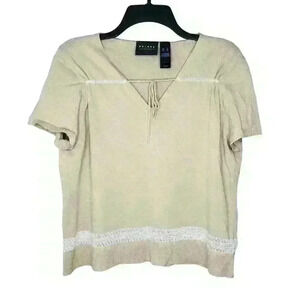 Axcess Liz Claiborne top tan and white size XL X-Large